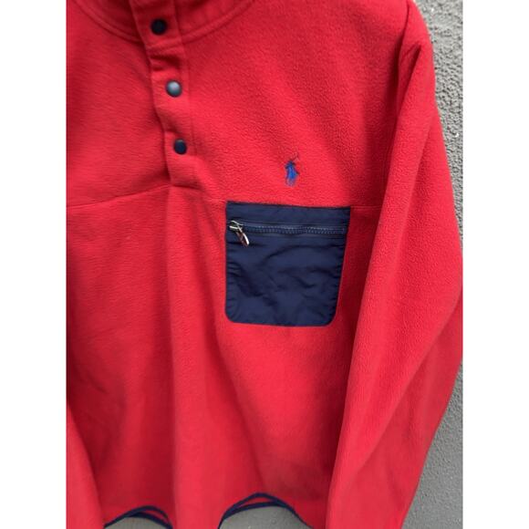 Polo Ralph Lauren Fleece Mock Neck Sweater Size Medium Red - Picture 6 of 11